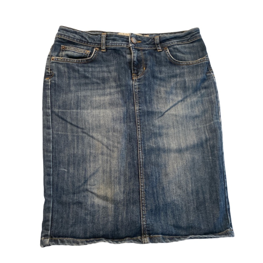 ZARA premium collected midi denim skirt size 10